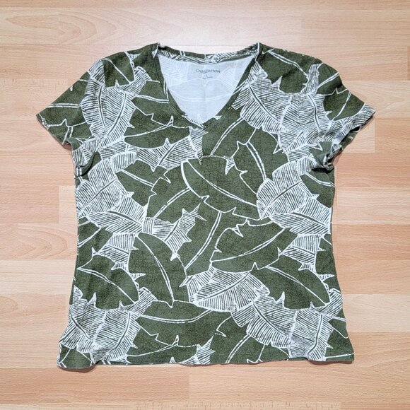 Croft & Barrow Green Leaf Print Short Sleeve Tee - Picture 2 of 12